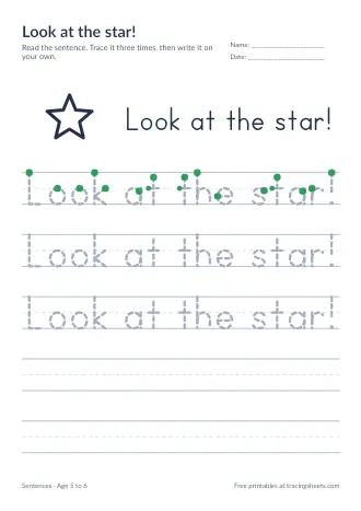 Preview of the look at the star! worksheet
