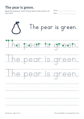 Preview of the the pear is green. worksheet