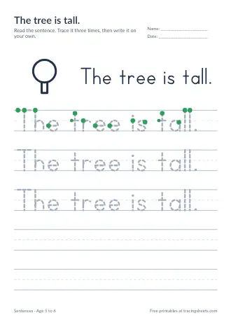 Preview of the the tree is tall. worksheet