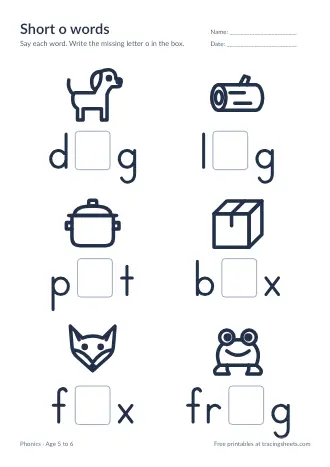 Preview of the short o words worksheet