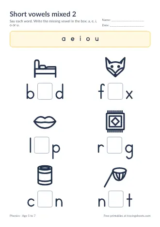 Preview of the short vowels mixed 2 worksheet