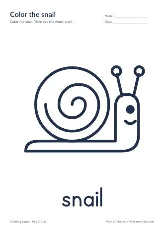 Preview of the color the snail worksheet