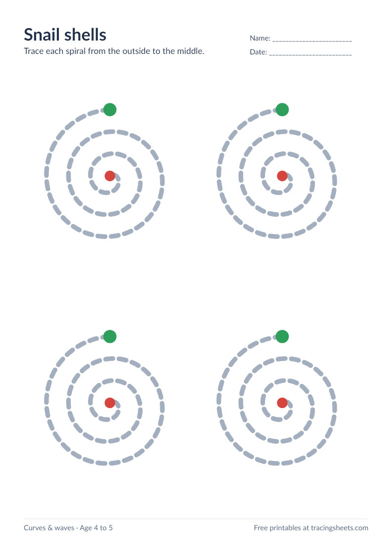Preview of the printable snail shells worksheet