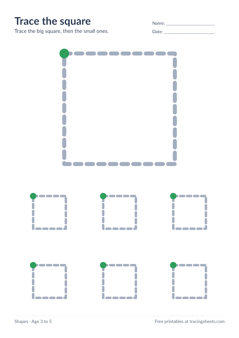 Preview of the printable trace the square worksheet