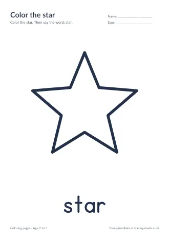 Preview of the color the star worksheet