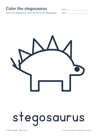 Preview of the color the stegosaurus worksheet