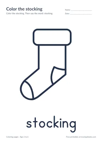 Preview of the color the stocking worksheet