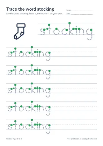 Preview of the trace the word stocking worksheet