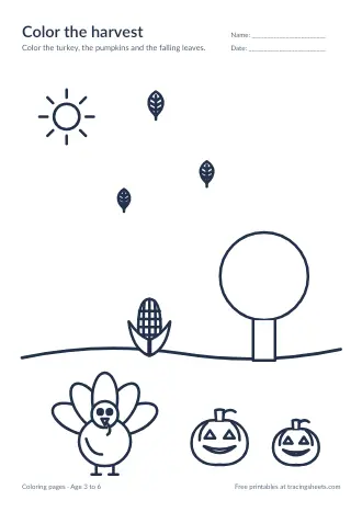 Preview of the color the harvest worksheet
