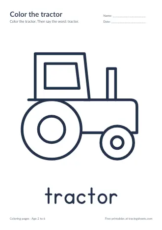 Preview of the color the tractor worksheet