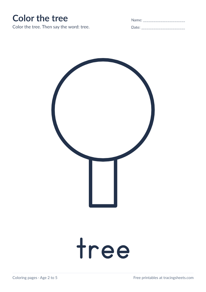 Preview of the printable color the tree worksheet