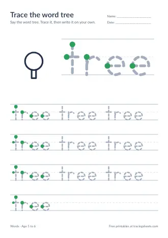 Preview of the trace the word tree worksheet