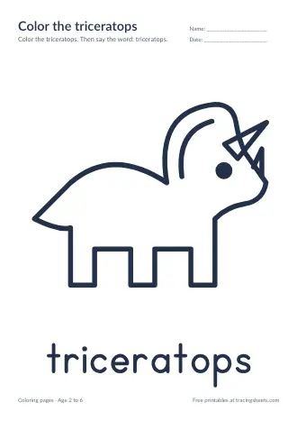 Preview of the color the triceratops worksheet