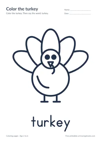 Preview of the color the turkey worksheet