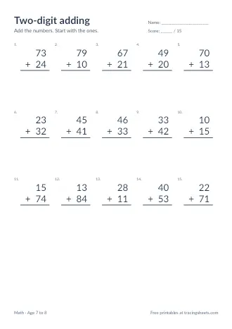 Preview of the two-digit adding worksheet