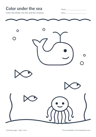 Preview of the color under the sea worksheet
