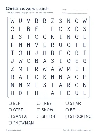 Preview of the christmas word search worksheet