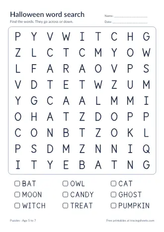 Preview of the halloween word search worksheet