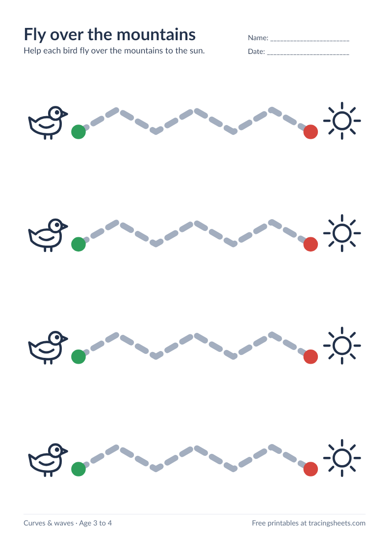 Preview of the printable fly over the mountains worksheet